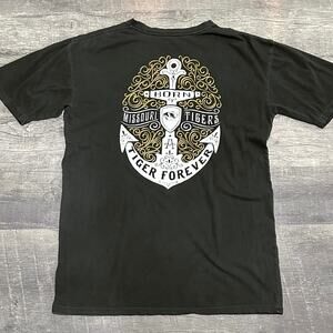 Missouri Tigers Short Sleeve T Shirt Womens L Mizzou V Neck Black Wash Cotton